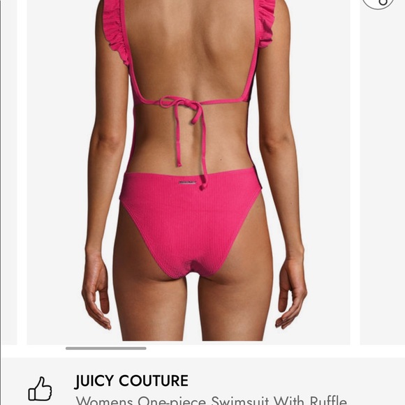 Juicy Couture Swimsuit W/ Ruffle Armhole Ribbed - Picture 3 of 9